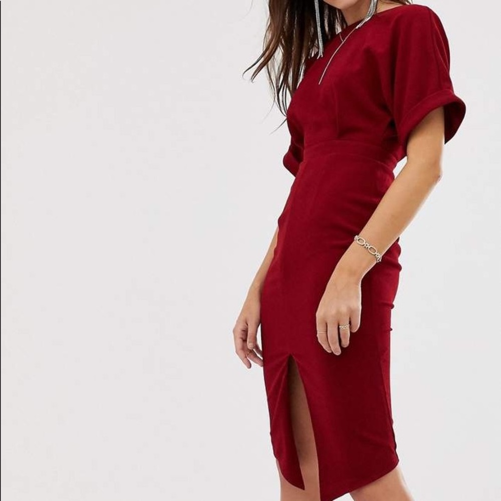 ASOS dark teal midi wiggle dress US 4 NWOT